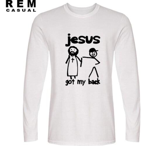 New Arrived t-shirt cotton tops tees men jesus got my back kids boy casual homme t shirt fashion long sleeve