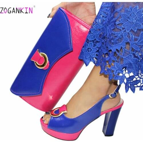 Spring New Design Hot Selling African Matching Shoes and Bag for Wedding Super High Heels Pu Leather Comfortable for Working