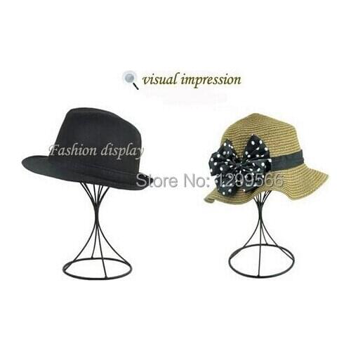 New style simple hat display stand Black Metal cap showing stand Hat Display holder Rack J-05