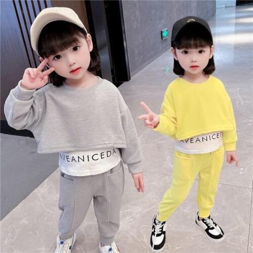 Girls' autumn suits, new childrens western style, spring and autumn models, fashionable childrens two-piece suits