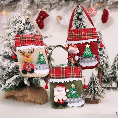 Gift Bag Christmas Theme Design Drawstring Non Woven Fabric Festivals Goodie Pouch for Xmas Favors Christmas Party Gift Bag