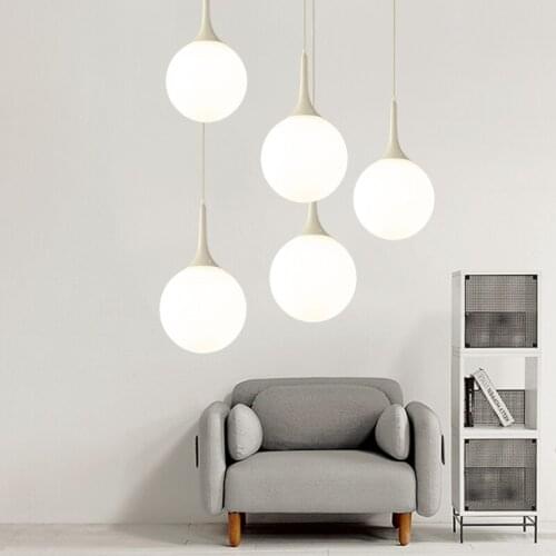 Nordic Pendant Lamp In The Bedroom Living Room Dining Kitchen for Home Indoor Lighting White Glass Ball Decor Loft Hanging Light