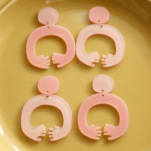 Lovely forearm curved two-color combination Japan DIY handmade earrings resin accessories ins earrings handmade materials