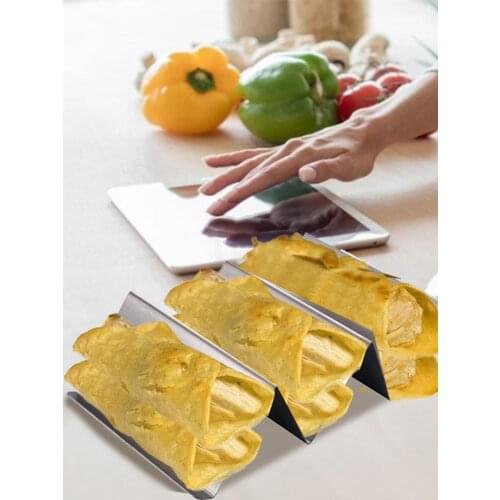 Durable Taco Holder Stand Stainless Steel Taco Rack Shell With Handles Oven Grill And Dishwasher Safe Smooth Edge Kitchen Tools