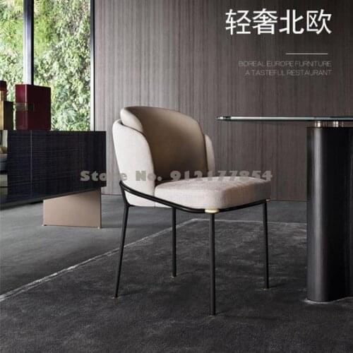 Nordic light luxury dining chair home backrest fabric Italian minimalist net red makeup stool designer hotel cafe chair