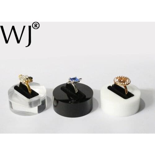 Countertop Elegant Transparent Acrylic Round Block Jewelry Ring Earring Display Holder Stand Single Ring Slot Organizer Showcase