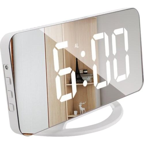 LED Mirror Clock Digital Alarm Clock Table Clock with Snooze Clock 3 Adjustable Brightness Auto-Adapt Backlight Electronic Clock