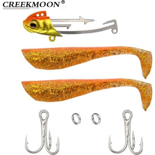 DIY Lead Head Soft Lure Swing Shad Lures Double T Tails Fishing Baits Worm Bait with Treble Hook Jig Fish Sea Bass 23g/30g/37g