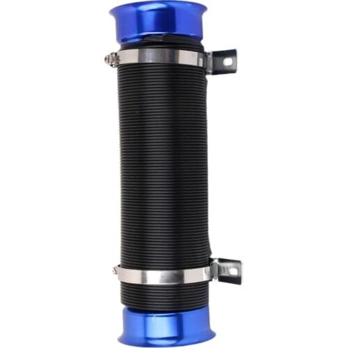 Universal 3" Multi Flexible Cold Air Intake Pipe Inlet Hose Tube Car Blue