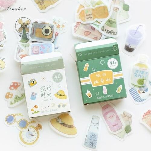 XINAHER 45 Pcs/Box Vintage time travel posters girl mini paper sticker package DIY diary decoration sticker album scrapbooking