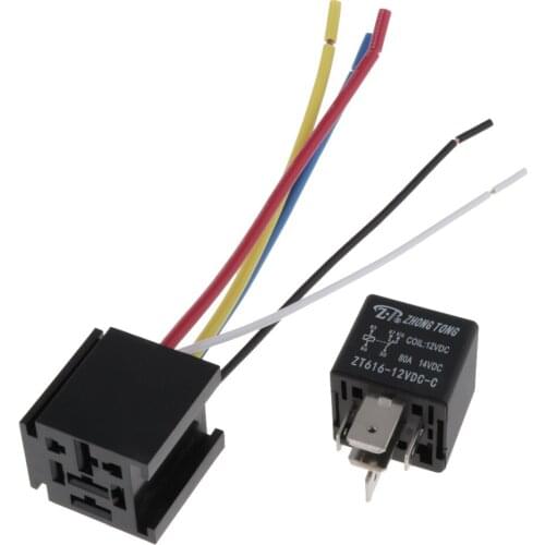 Replacement 80A 5 Pin Cable Wire Relay Socket Harness Sockets DC 12V For Car