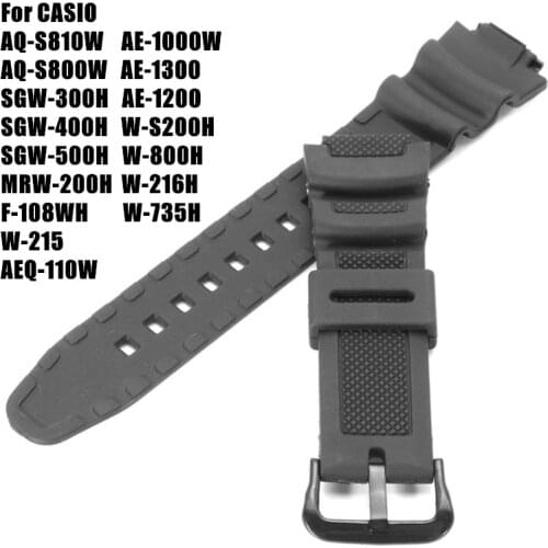 Replacement Black Wrist Band Strap For CASIO Watch AQ-S810W SGW-300H SGW-400H SGW-300H Silicone Band