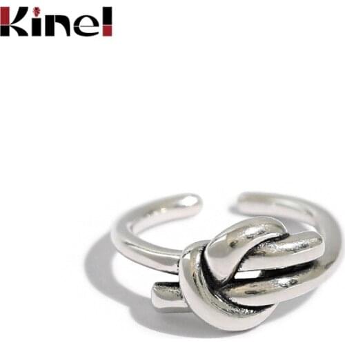 Kinel Genuine 925 Sterling Silver Retro Knot Rings for Women Girls Female Finger Jewelry Birthday Gift for Best Friend 2020 New