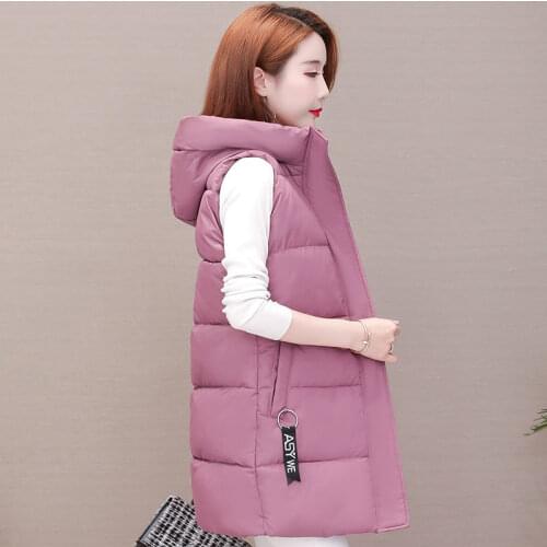 Womens Vest 2021 New Down Cotton Waistcoat Fall/Winter Coat Mid-length Slim Jacket Plus Size 5XL Clothing