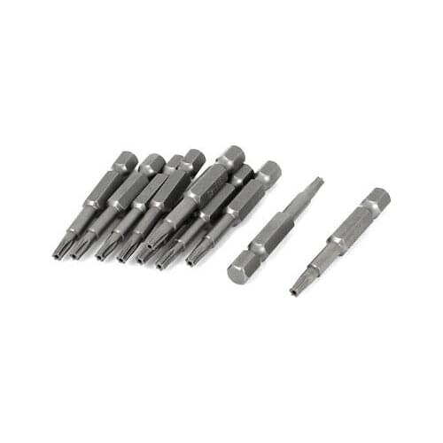 10 Pcs 1/4" Hex Shank 3mm T15 Magnetic Security Torx Screwdriver Bit 50mm Long