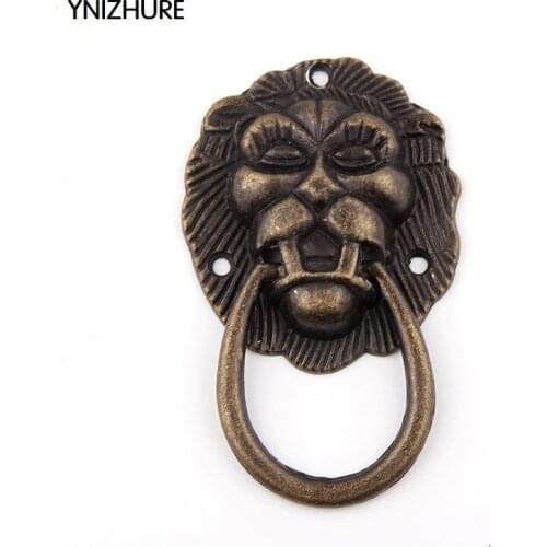 10pcs 41*65mm New Furniture Handles Beast for Lion Head Antique Alloy Handle Wardrobe Drawer Door Pull Retro Decoration