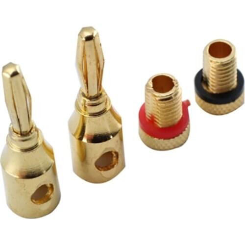 2/6/12Pcs 4mm gold-plated cable banana plug audio speaker connector gold-plated music speaker cable pin connecto