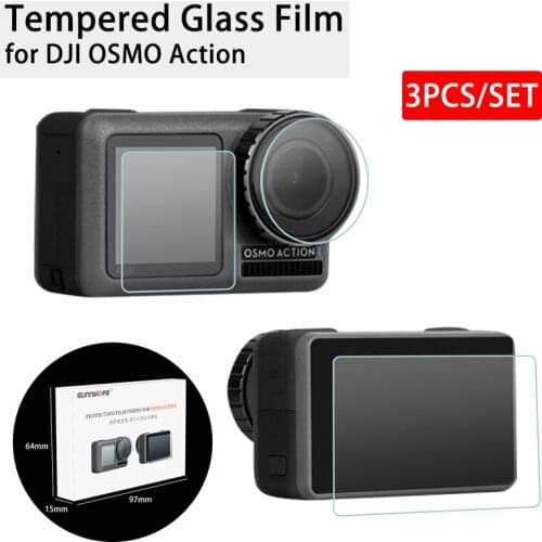 3PCS/SET Tempered Glass Screen Protector Scratch-resistant Protective Film Camera Accessories for DJI Osmo Action Sport Camera