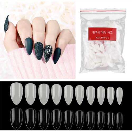 500pcs Coffin Fake Nail Tips Clear Natural Gel Tips Full Cover False Acrylic Stiletto Ballerina Nails Press on Nail