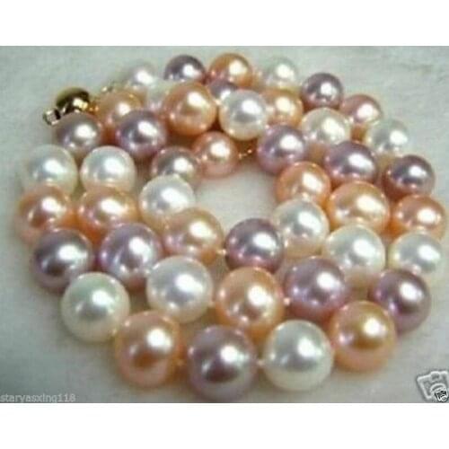 AAA+ 8MM Multicolor South Sea Shell Pearl Necklace 18" j04