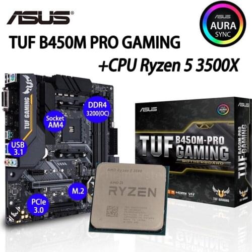 AMD Ryzen 5 3500X R5 3500X CPU + Asus TUF B450M PRO GAMING Terno de placa-Mãe Socket AM4 CPU + Motherbaord Suit Without cooler