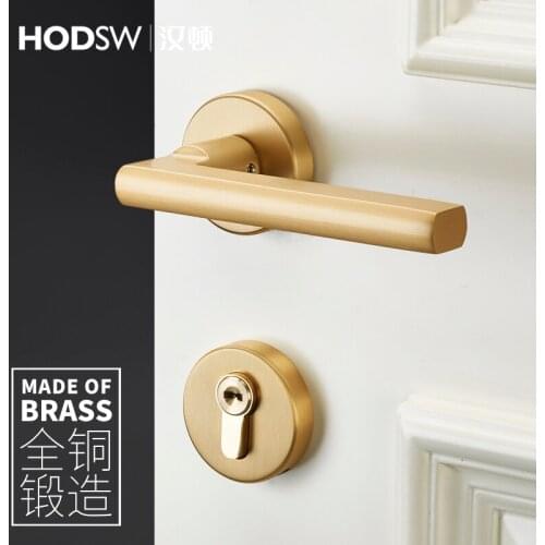 Anti-Theft Mute Gate Lock Simple French style brass door lock, pure copper wood door lock for bathroom/bedroom silent door lock