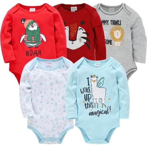 Toddler Baby Bodysuit 3 5 PCS/Lot Boy Cartoon Print Cotton Clothes Long Sleeve Spring Girl Overall Infant bebe Clothing