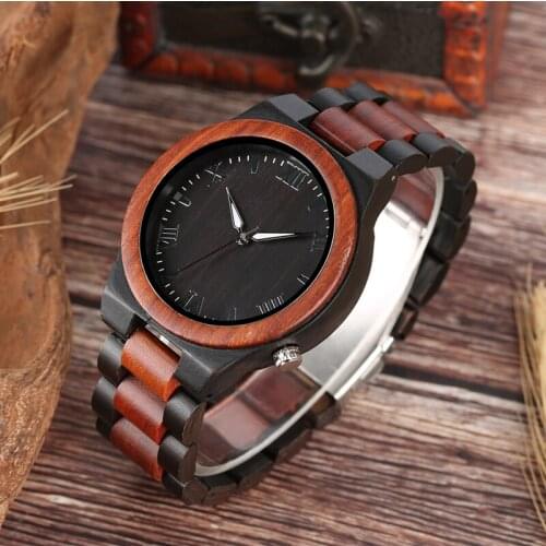 Watches for Men Unique Mix-color Wood Watch Vintage Full Wooden Band Mans Watch Male Clock Hours Analog Top Gifts Reloj Hombre
