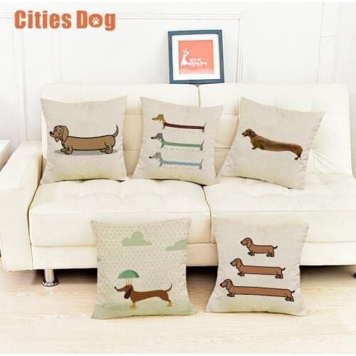Dog Dachshund Decorative Cushion Pillows cojines coussin para el hogar decoracion linen animal 45x45cm throw Car Pillow almofada