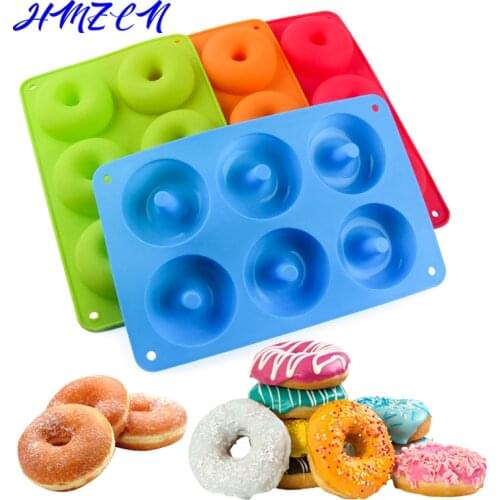 6 Cavity Donut Mold Silicone Non-stick Baking Tray Heat-resistant Reusable Folded Donuts Maker Colorful Soft Dessert Making Tool