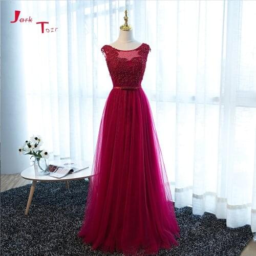Jark Tozr Real Photos Formal Gowns Long Beaded Crystal Pearls Lace Tulle Prom Dresses China Online Shop Vestido De Festa