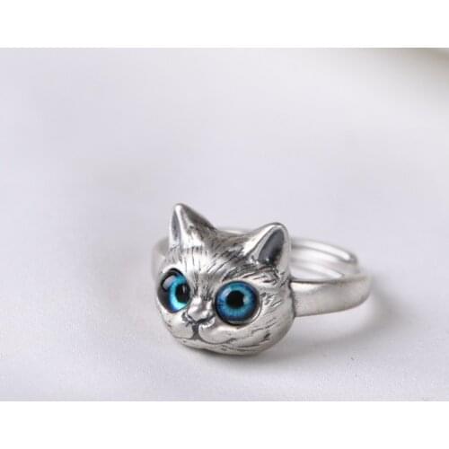 Personality Cat Devil Eye Rings for Women Mens Adjustable Finger Ring Vintage Animal Engagement Wedding Ring Party Jewelry Gift