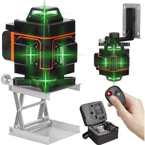 Laser Level Multifunctional 4D 16 Lines Level Tool Vertical 360 Horizontal Line with Self-leveling Function Green Laser Line