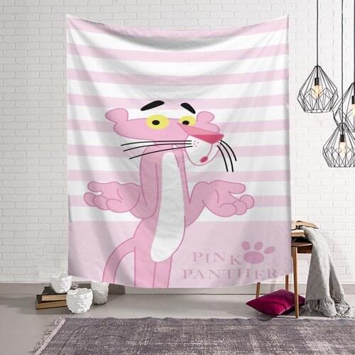 Fashion Animal Tapestry The Pink Panther Printed Witchcraft Decorative Hippie Macrame Bohemian Kids Room Wall Hanging Decor T56