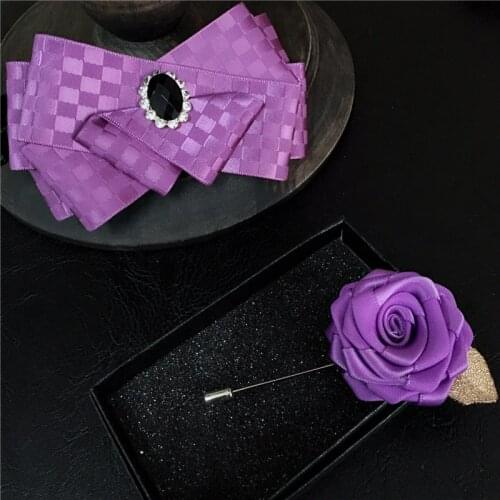 Male Bow Tie Brooch Retro Collar Flower British Multi-layer Host Collar Wedding Suit Shirt Show Accessories Gifts Velvet Bowtie