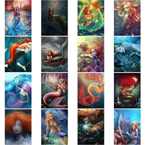 5D Diy Marine Life Landscape Diamond Painting Mermaid Anime Movie Mosaic Art Cross Stitch Kits Mosaic Home Decoration Wall Paste