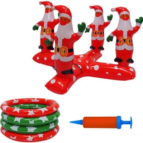 Inflatable Christmas Ring Toy Christmas Tree Santa Claus Ring Throwing Game Children Christmas Xmas party Holiday Gifts