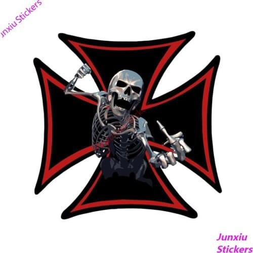 ZOMBIE Cross Skull Biker Death Skeleton Cartoon Graffiti Car Sticker Styling Motorcycles Bumper Laptop Accessories KK15*15cm