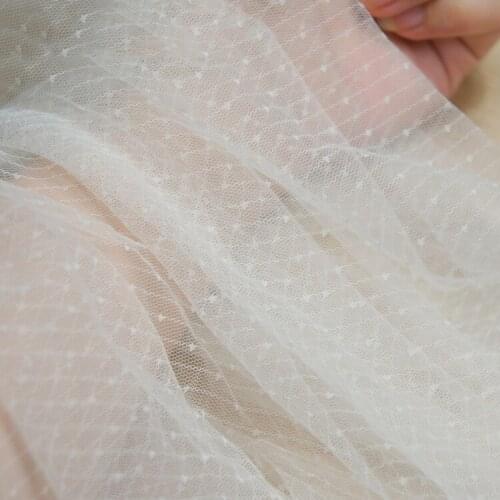 Non-stretch Hollow Soft mesh Fabric For Garment Stitching Jaquard Dots Fabric For Wedding Clothing Soft Tulle Lace Fabric
