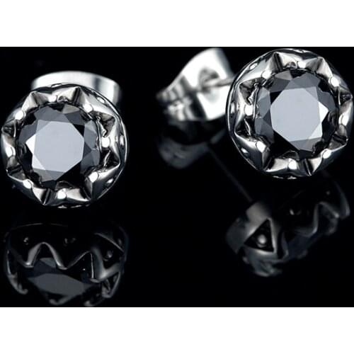 New High Grade Round Shape Vintage Earrings for Men Women Unisex Trendy Zircon Ear studs Party Stainless steel Ear Jewelry Gifts
