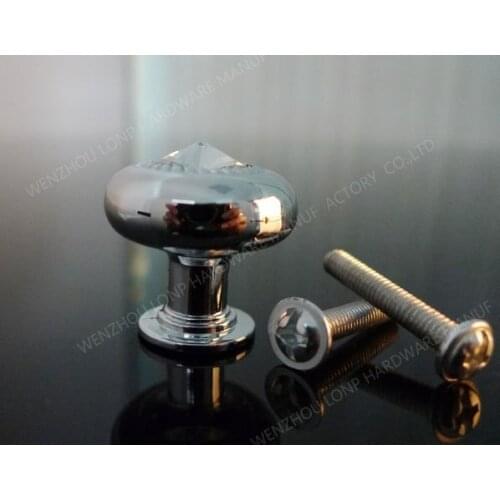 New Products Decorative Hardware Clear K9 Crystal Handle with Zinc Alloy Chrome Metal Part(Diameter.:24mm,Height:24mm)