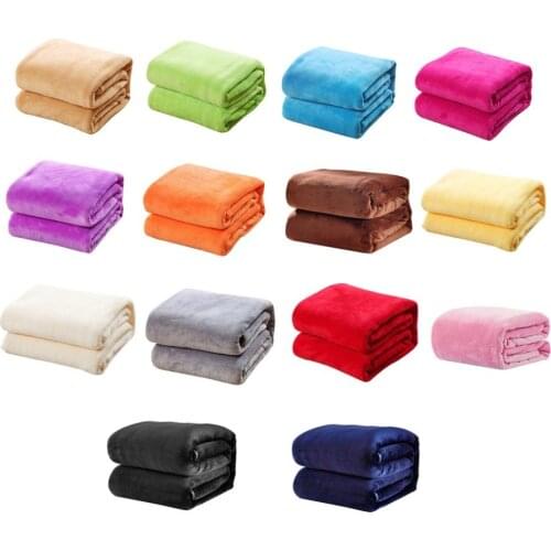 70x100CM Super Soft Keep Warm Flannel Blanket Large Size Solid Color Home Sofa Bedding Office Car Blanket Home Textile New
