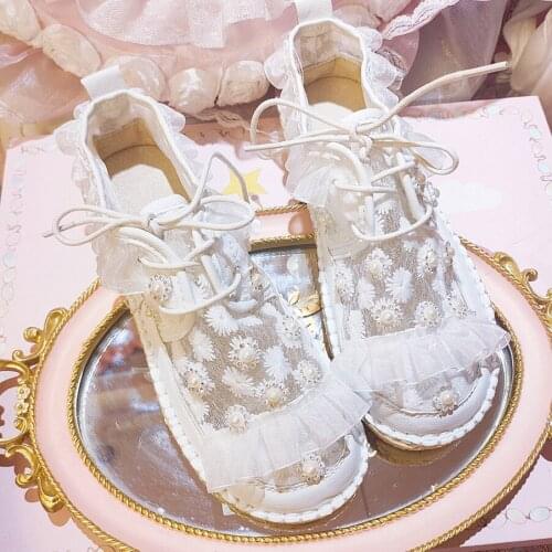 Original hand-nailed bead flower lotus leaf Bensen women literary single shoes female