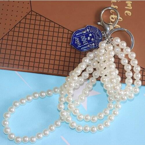 Customize Organization Club Greek ZETA PHI Shield Badge Pearl Sorority Keychains For Women Bags