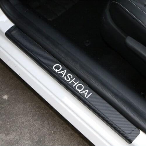 Car Door Sill Plate Stickers For Nissan QASHQAI Accessories Auto Welcome Pedal Protection Carbon Fiber Car Threshold Sticker