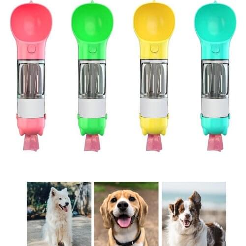 4 In 1 Portable Dog Water Bottle Dispenser Bowl For Walking Traveling Hiking Leak Proof