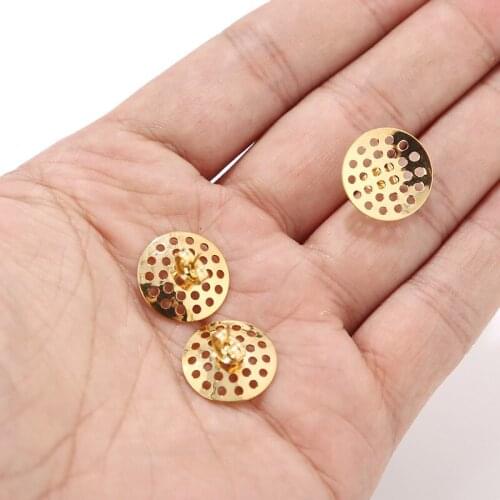 10pcs/lot Gold Plated Stainless Steel Hollow stud Earrings Post Connectors Jewelry Making Pendants Findings Accessories Women