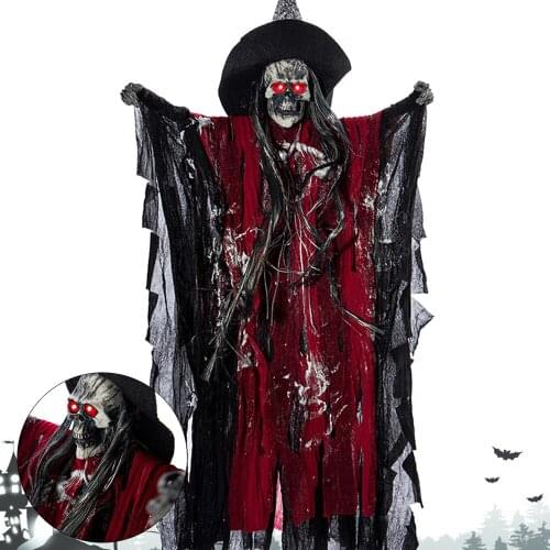 Halloween Hang Ghost Resin Electric Skull Bar Door Welcome Room Escape Props Halloween Ghost Voice Skeleton Prop Decoration