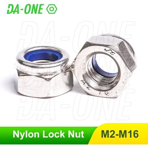Stainless Steel Thread Lock Hexagon Bolt Nut M2 M2.5 M3 M4 M5 M6 M8 M10 M12 M14 M16 Threaded Nylon Bushings Nuts 2/5/10/25 Pcs