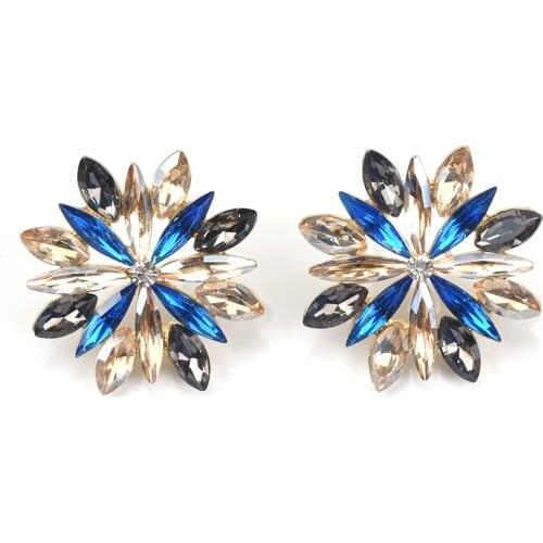 Luxury Full Crystal Flowers Small Earrings Women Vintage Statement ZA Earrings Jewelry Female Wedding Geometric Earrings 2020